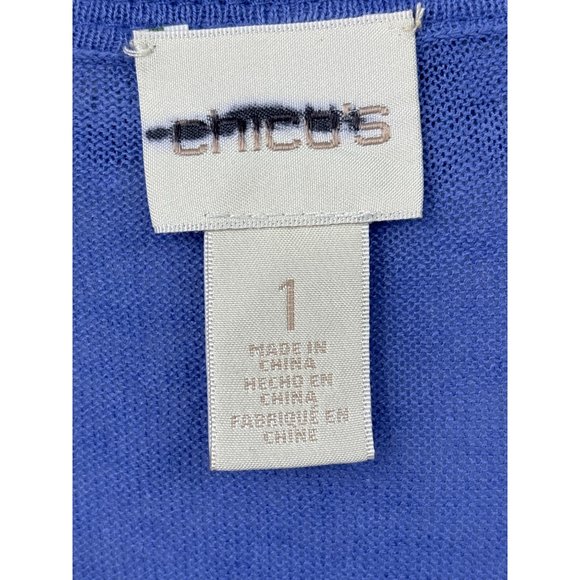 Chico's Tassel Cardigan Open Front Linen Blend Blue Size 1 (8) - Picture 5 of 7